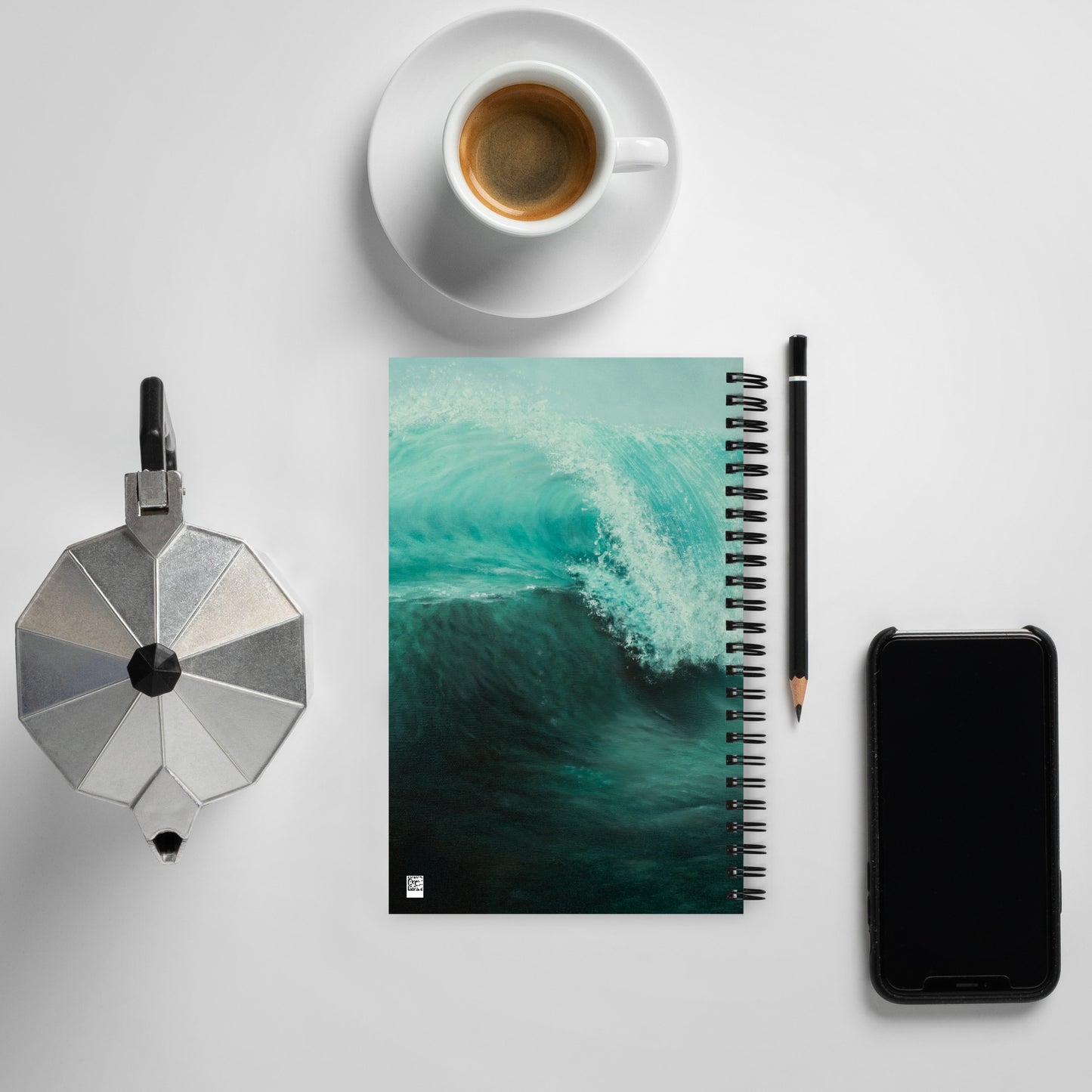 Emerald Wave Spiral notebook