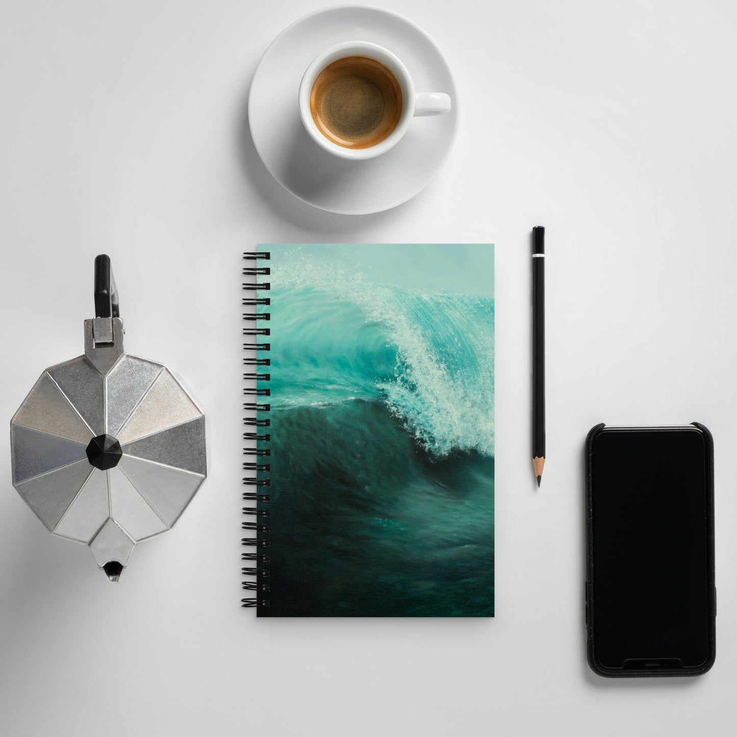 Emerald Wave Spiral notebook